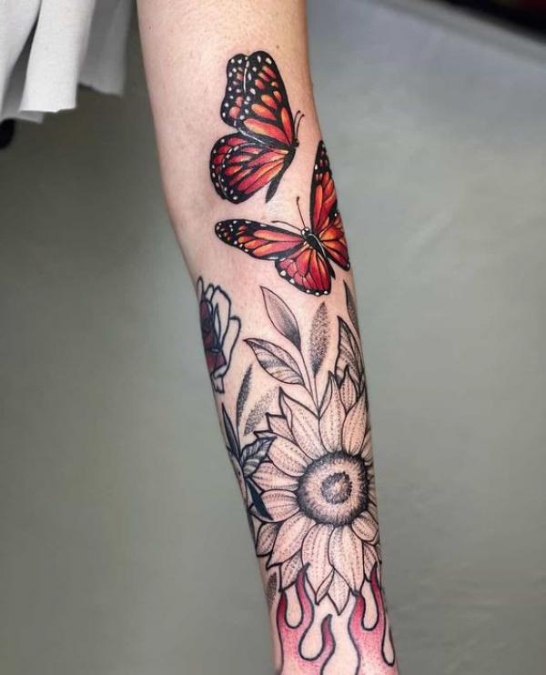 45 Sunflower and Butterfly Tattoo Designs: Ideas for Your Next Ink