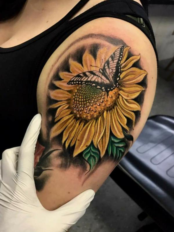45 Sunflower and Butterfly Tattoo Designs: Ideas for Your Next Ink