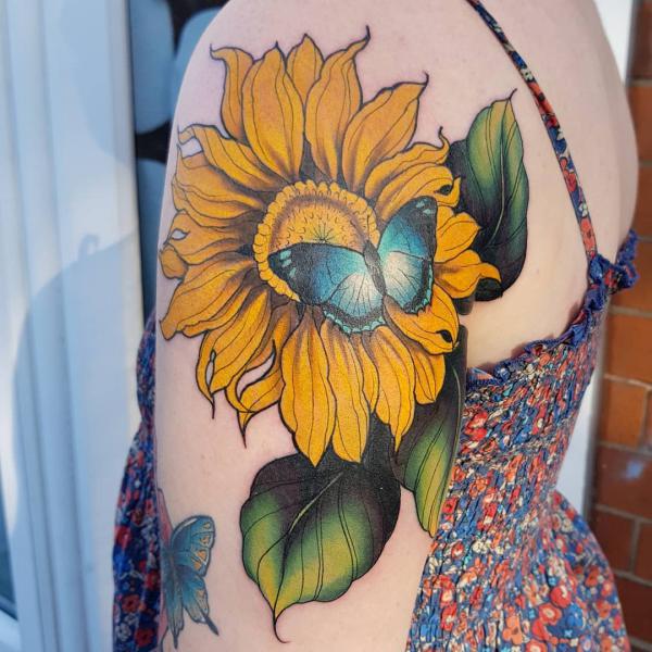 45 Sunflower and Butterfly Tattoo Designs: Ideas for Your Next Ink