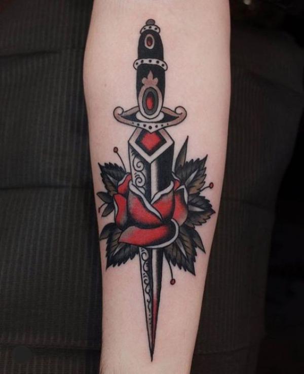 80 Rose and Dagger Tattoo Designs: A Blend of Beauty and Edge