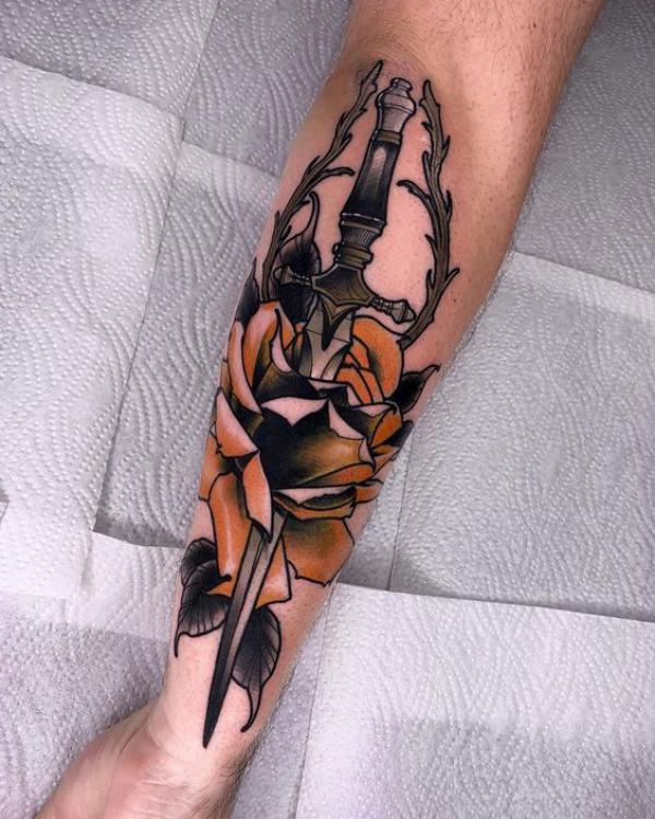 80 Rose and Dagger Tattoo Designs: A Blend of Beauty and Edge