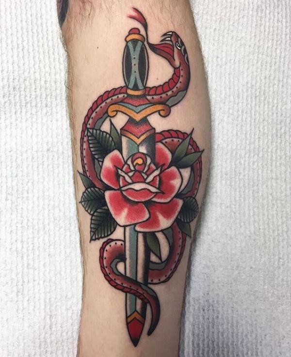 80 Rose and Dagger Tattoo Designs: A Blend of Beauty and Edge