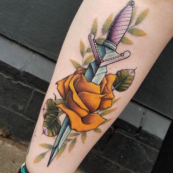 80 Rose and Dagger Tattoo Designs: A Blend of Beauty and Edge