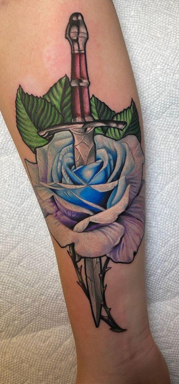 80 Rose and Dagger Tattoo Designs: A Blend of Beauty and Edge