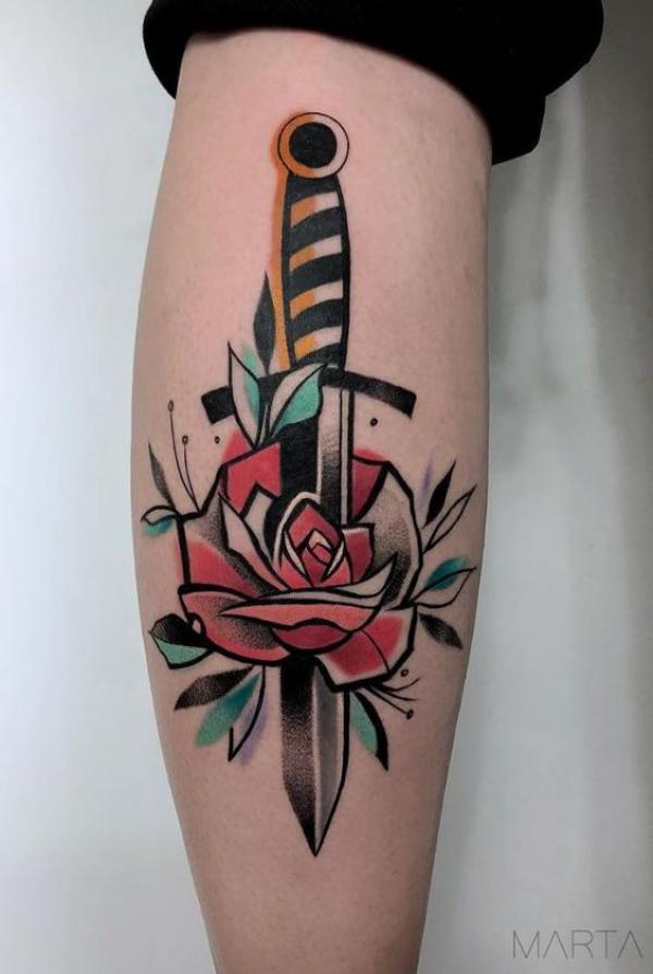 80 Rose and Dagger Tattoo Designs: A Blend of Beauty and Edge