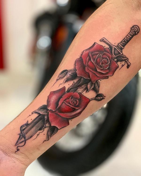 80 Rose and Dagger Tattoo Designs: A Blend of Beauty and Edge