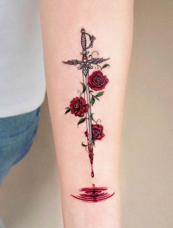 80 Rose and Dagger Tattoo Designs: A Blend of Beauty and Edge