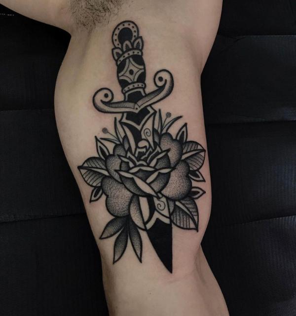 80 Rose and Dagger Tattoo Designs: A Blend of Beauty and Edge