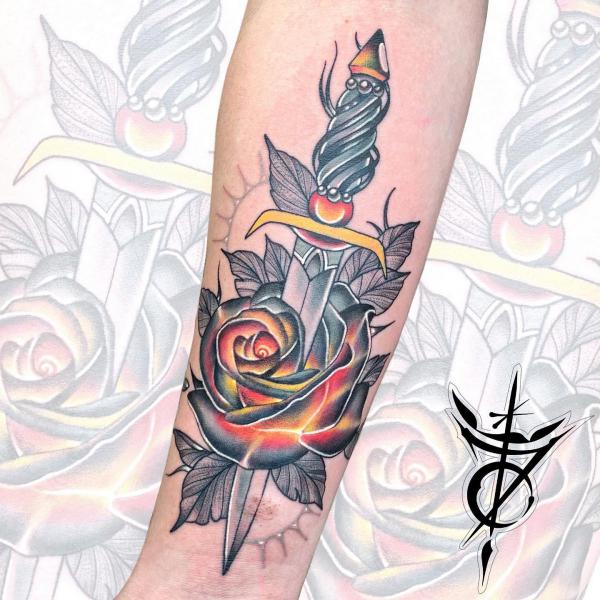 80 Rose and Dagger Tattoo Designs: A Blend of Beauty and Edge