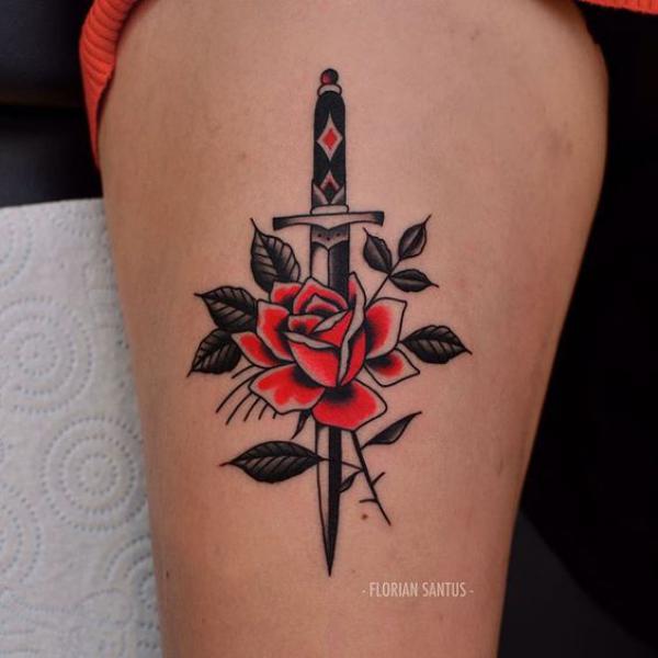 80 Rose and Dagger Tattoo Designs: A Blend of Beauty and Edge