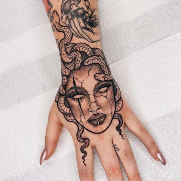 40 Medusa Hand Tattoo Designs with Meaning