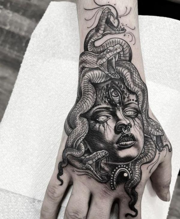 40 Medusa Hand Tattoo Designs with Meaning