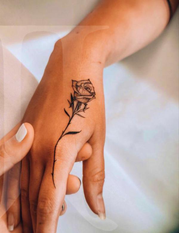40 Timeless Rose Finger Tattoo Designs