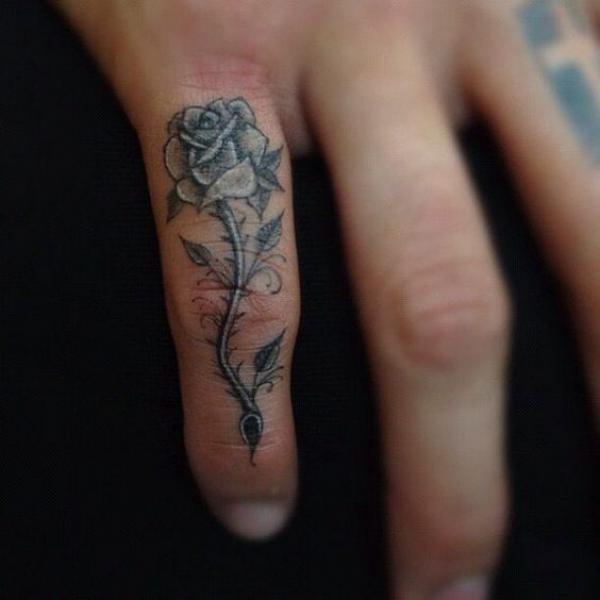 40 Timeless Rose Finger Tattoo Designs