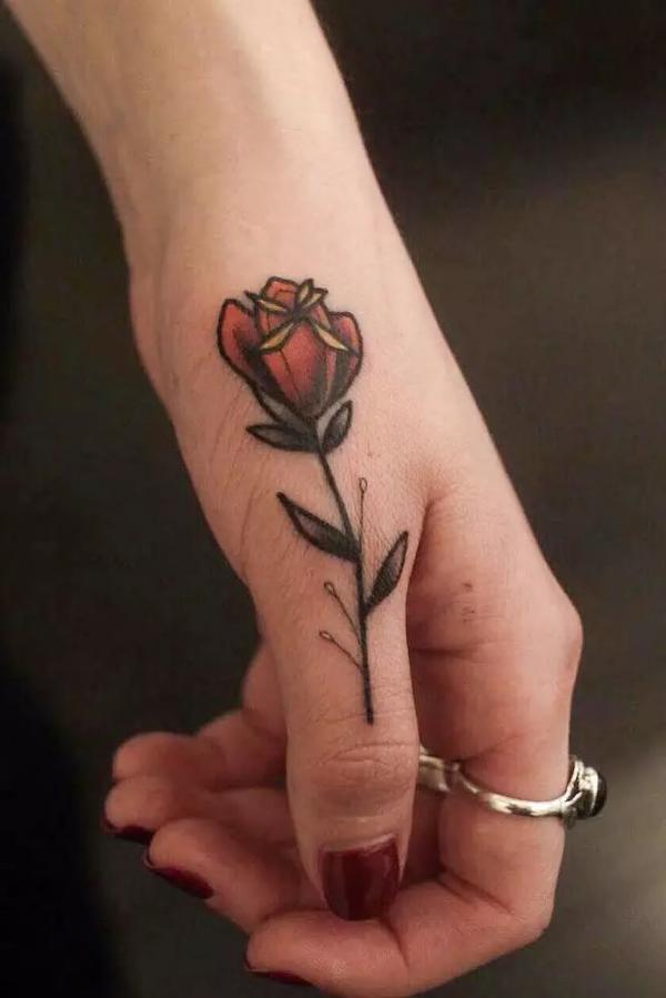40 Timeless Rose Finger Tattoo Designs