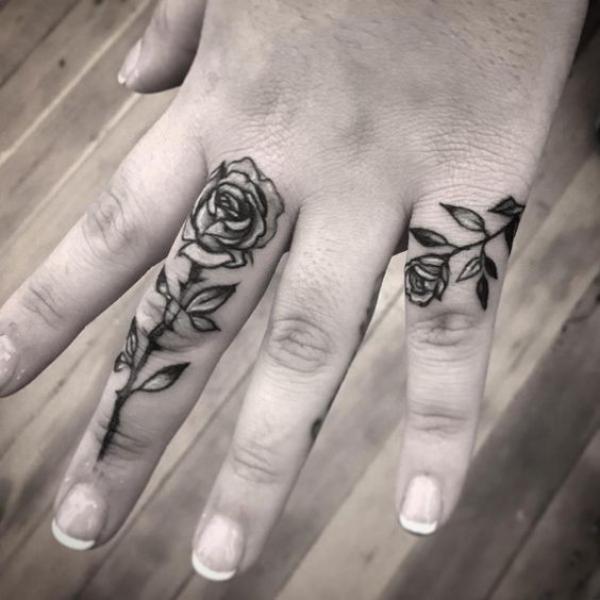 40 Timeless Rose Finger Tattoo Designs