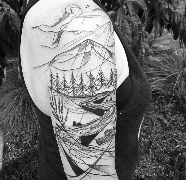 80+ Artistic Line Work Tattoo Designs