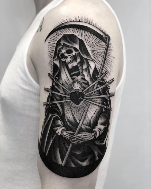 60 Santa Muerte Tattoo Designs with Meaning