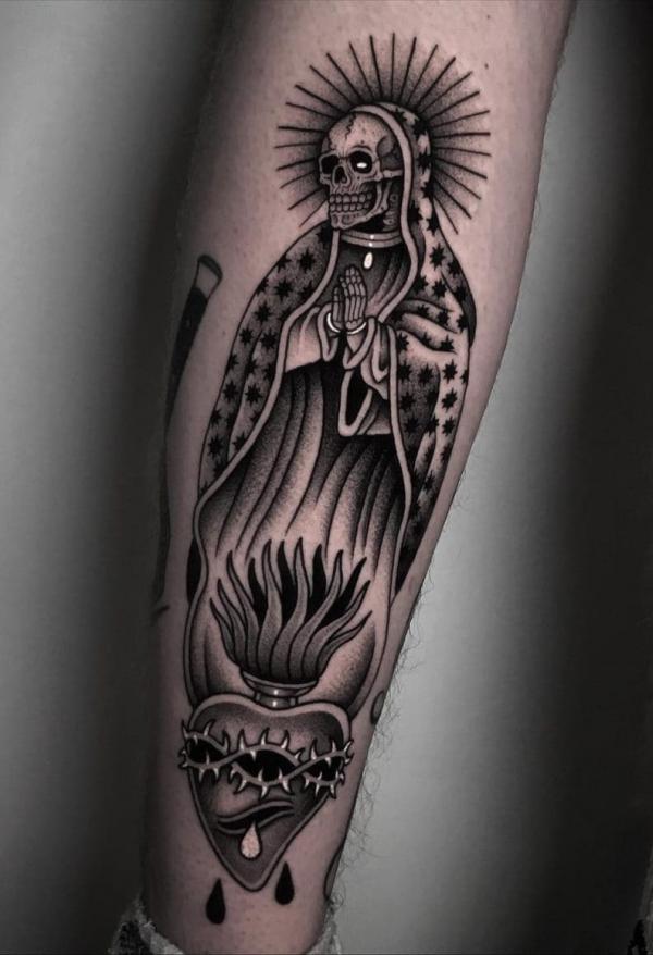 60 Santa Muerte Tattoo Designs with Meaning