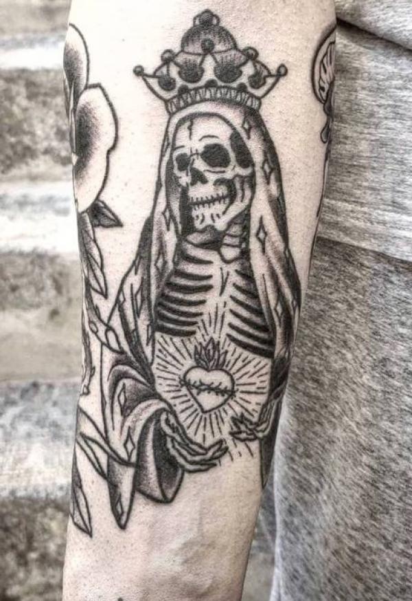 60 Santa Muerte Tattoo Designs with Meaning