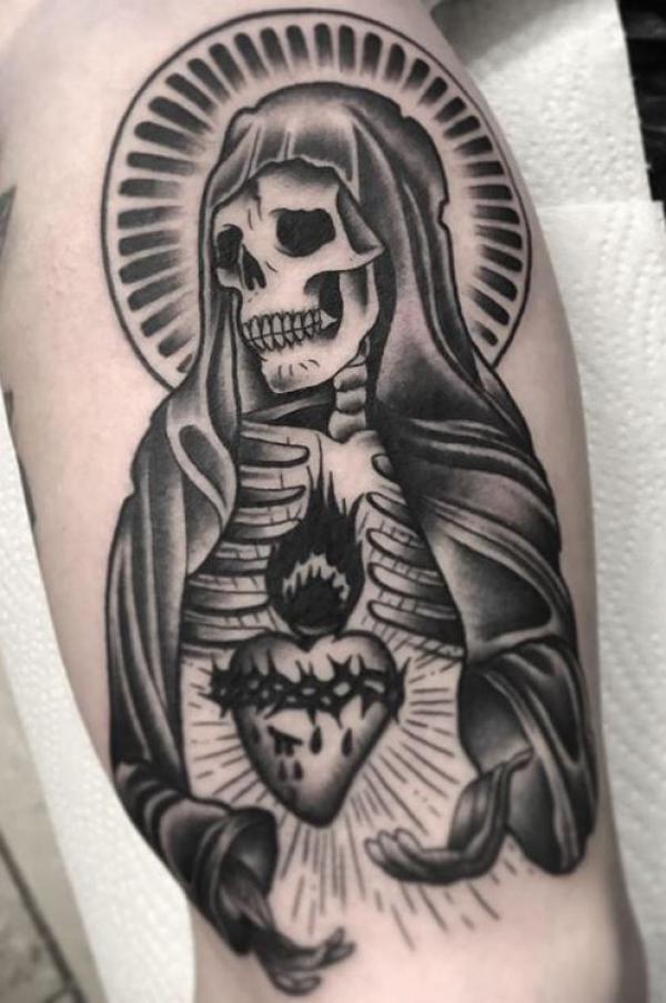 60 Santa Muerte Tattoo Designs with Meaning