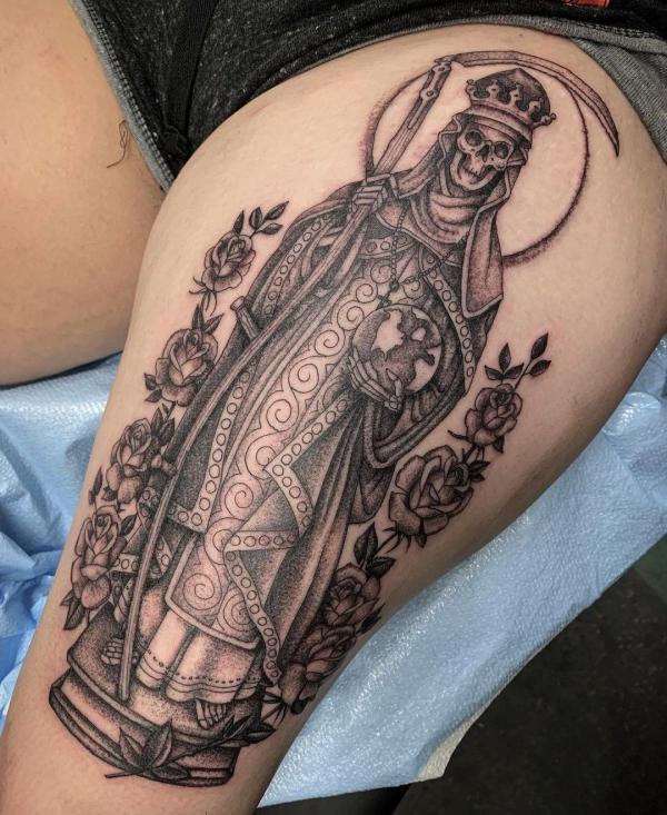 60 Santa Muerte Tattoo Designs with Meaning
