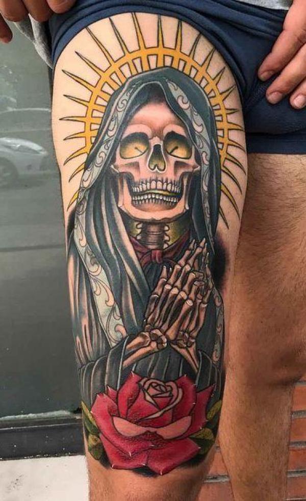 60 Santa Muerte Tattoo Designs with Meaning