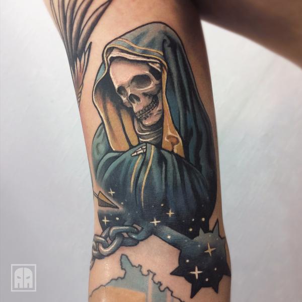 60 Santa Muerte Tattoo Designs with Meaning
