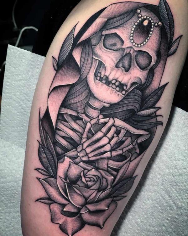 60 Santa Muerte Tattoo Designs with Meaning
