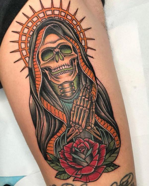 60 Santa Muerte Tattoo Designs with Meaning