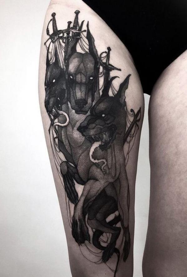 60 Cerberus Tattoo Designs with Meaning