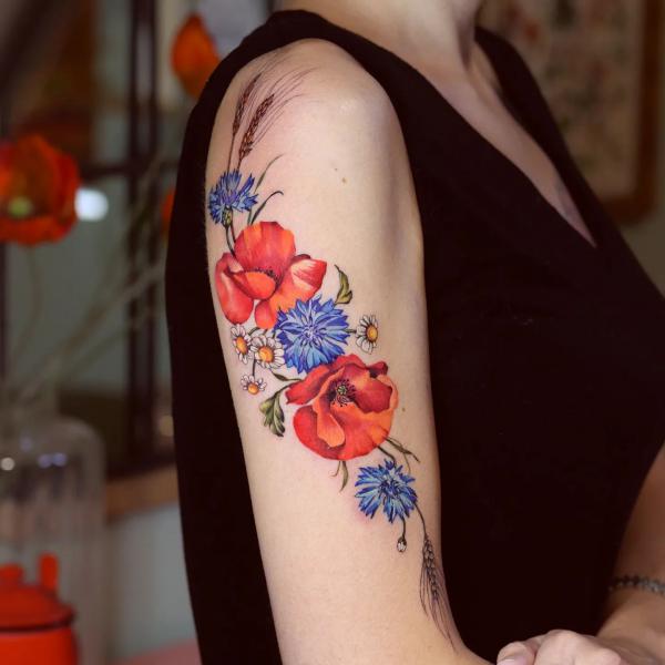 50 Cornflower Tattoo Designs with Meaning