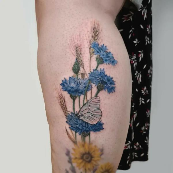 50 Cornflower Tattoo Designs with Meaning