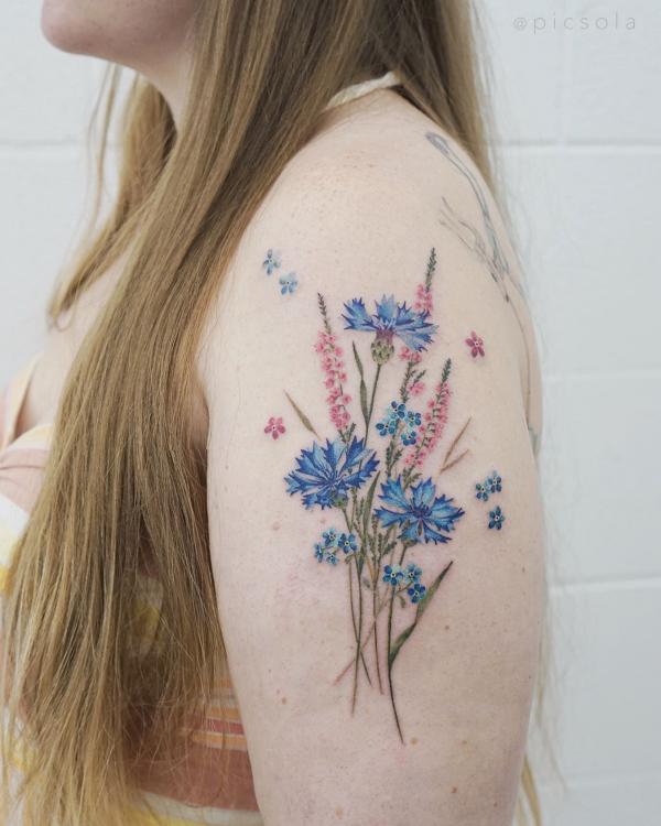 50 Cornflower Tattoo Designs with Meaning