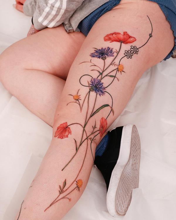50 Cornflower Tattoo Designs with Meaning