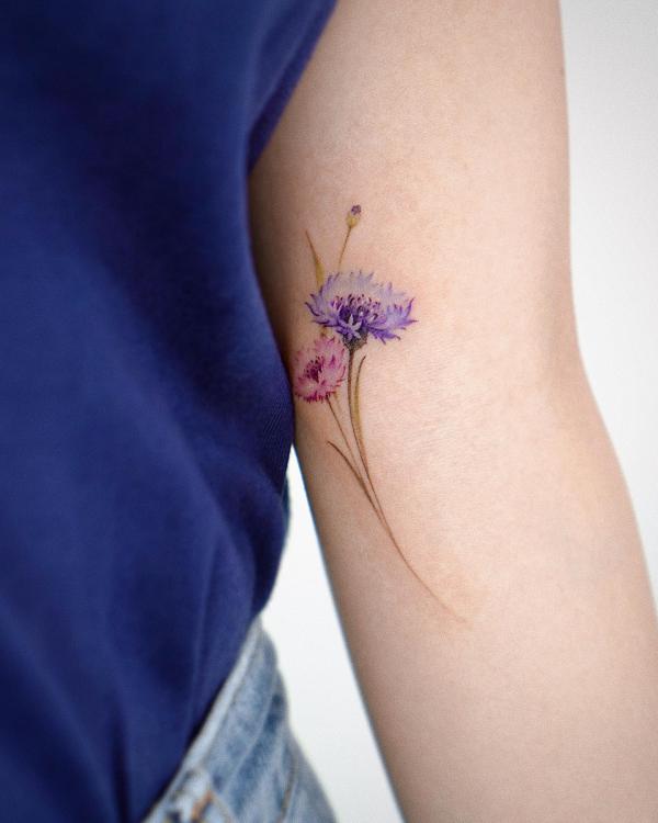 50 Cornflower Tattoo Designs with Meaning