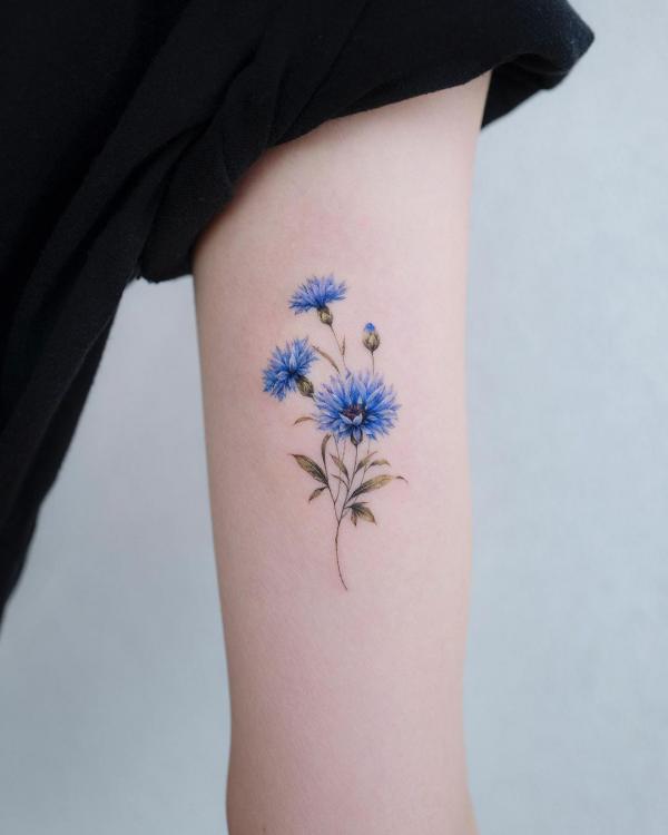 50 Cornflower Tattoo Designs with Meaning