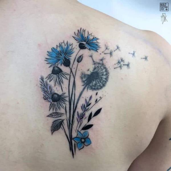50 Cornflower Tattoo Designs with Meaning