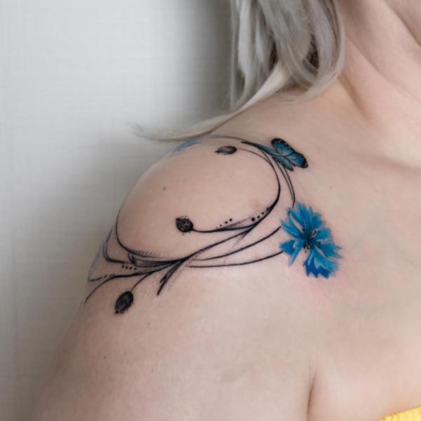 50 Cornflower Tattoo Designs with Meaning