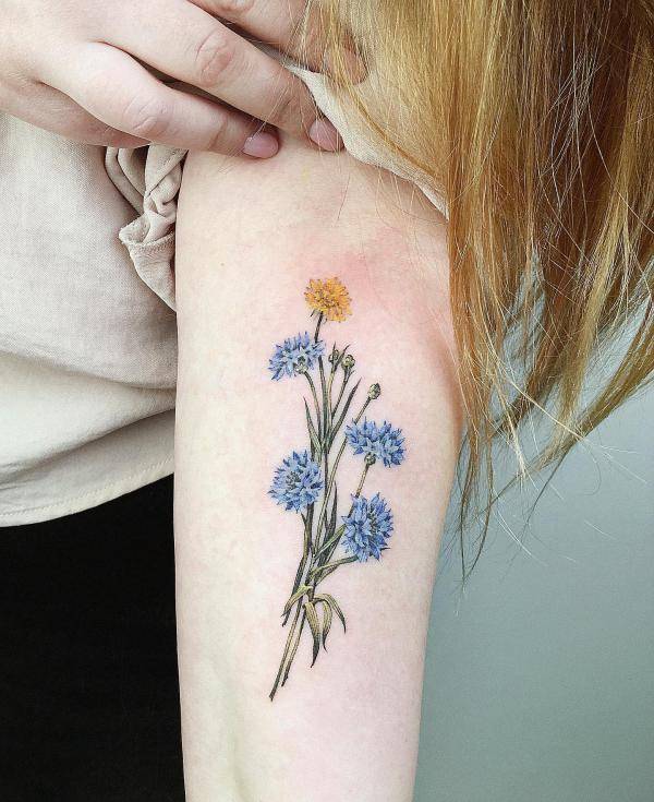 50 Cornflower Tattoo Designs with Meaning