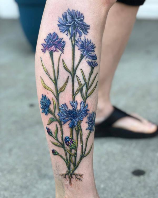 50 Cornflower Tattoo Designs with Meaning