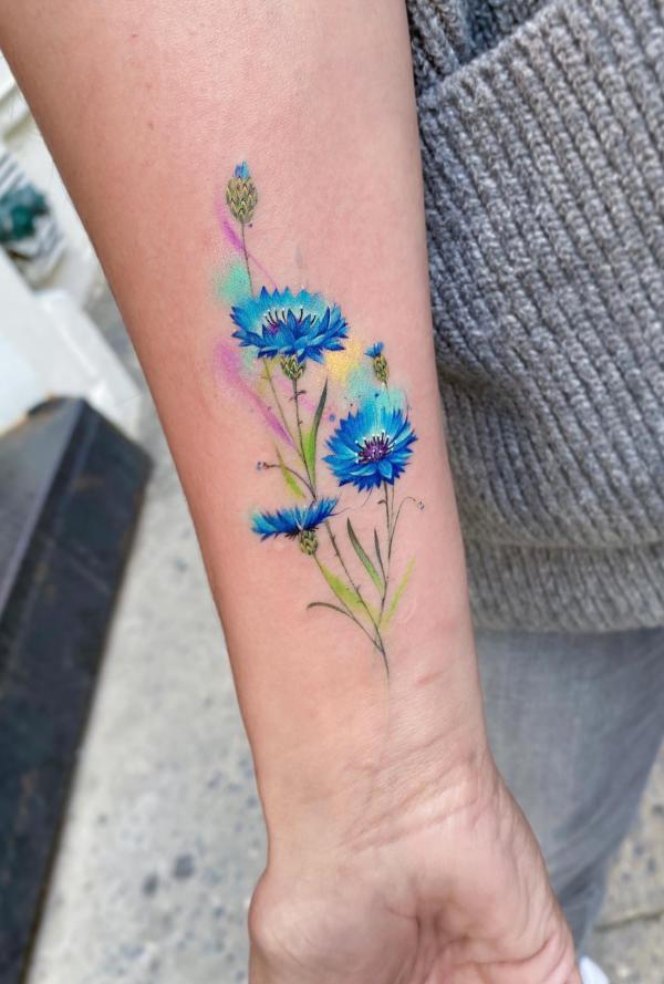 50 Cornflower Tattoo Designs with Meaning