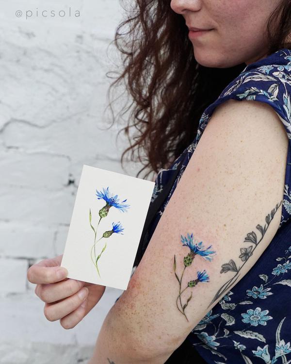 50 Cornflower Tattoo Designs with Meaning
