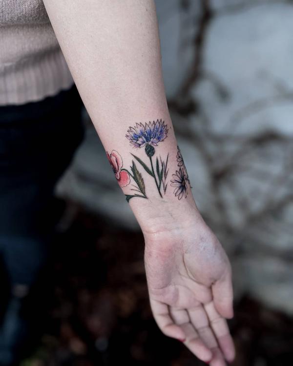 50 Cornflower Tattoo Designs with Meaning