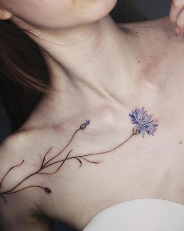 50 Cornflower Tattoo Designs with Meaning