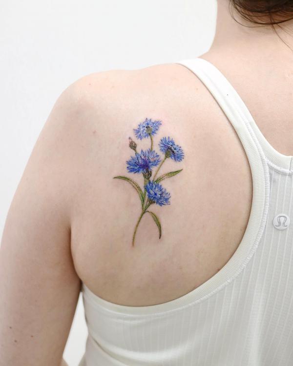 50 Cornflower Tattoo Designs with Meaning