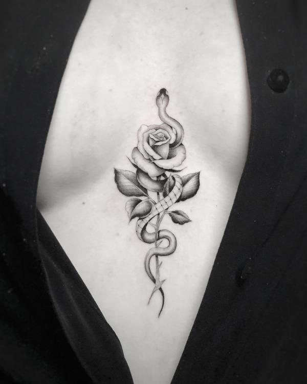 165 Unique Sternum Tattoo Designs for Women