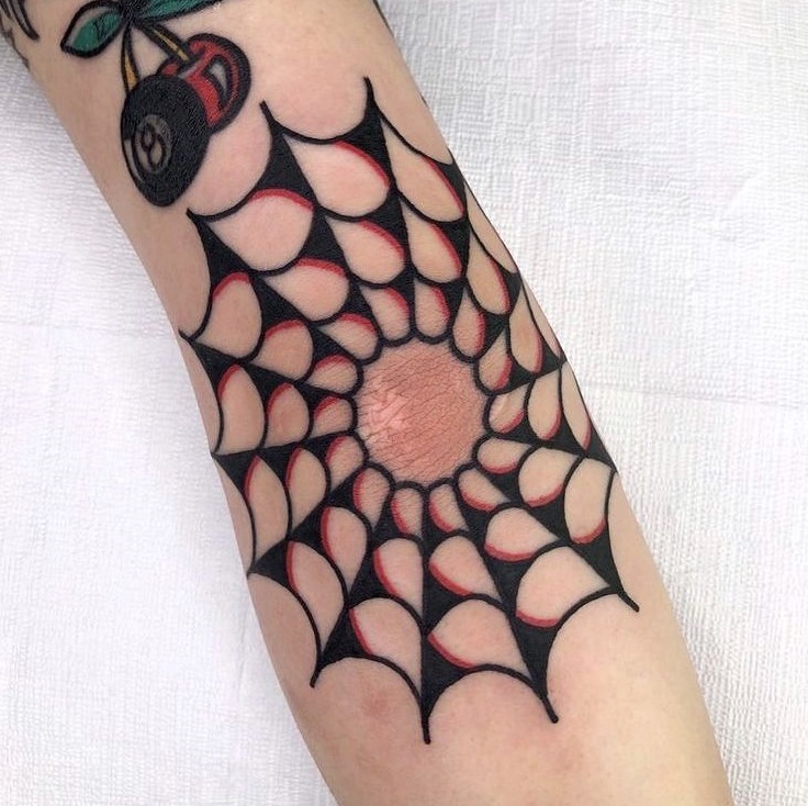 40 Striking Elbow Spiderweb Tattoo Designs