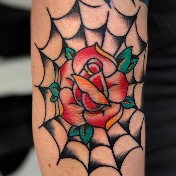 40 Striking Elbow Spiderweb Tattoo Designs