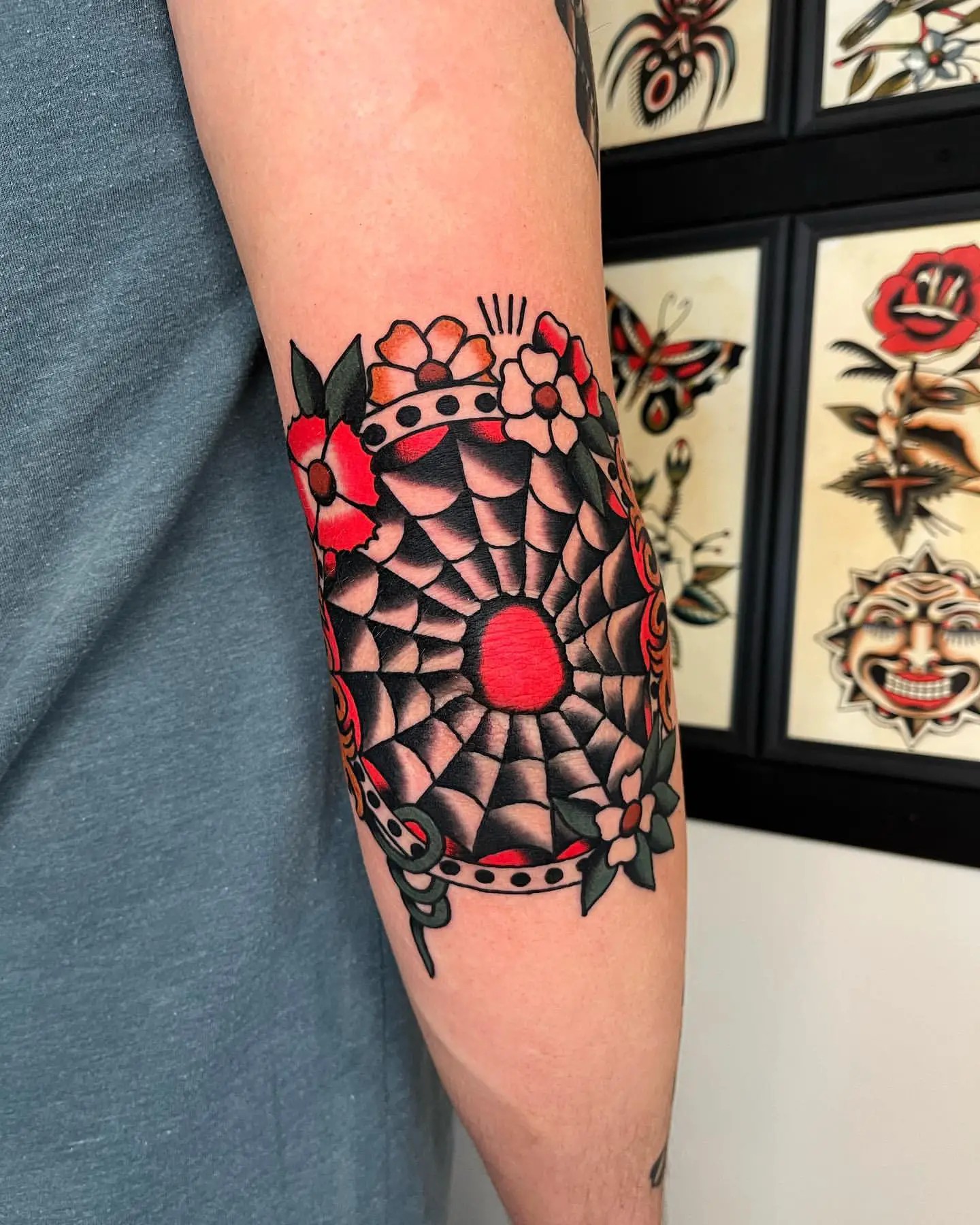 40 Striking Elbow Spiderweb Tattoo Designs